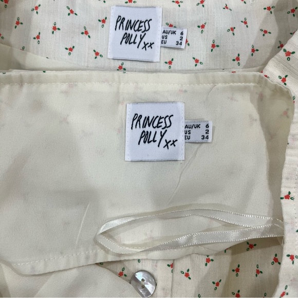 Princess Polly Beige Orange 2 Piece Set Halter Crop Top + Button Up Mini Skirt - Picture 2 of 2
